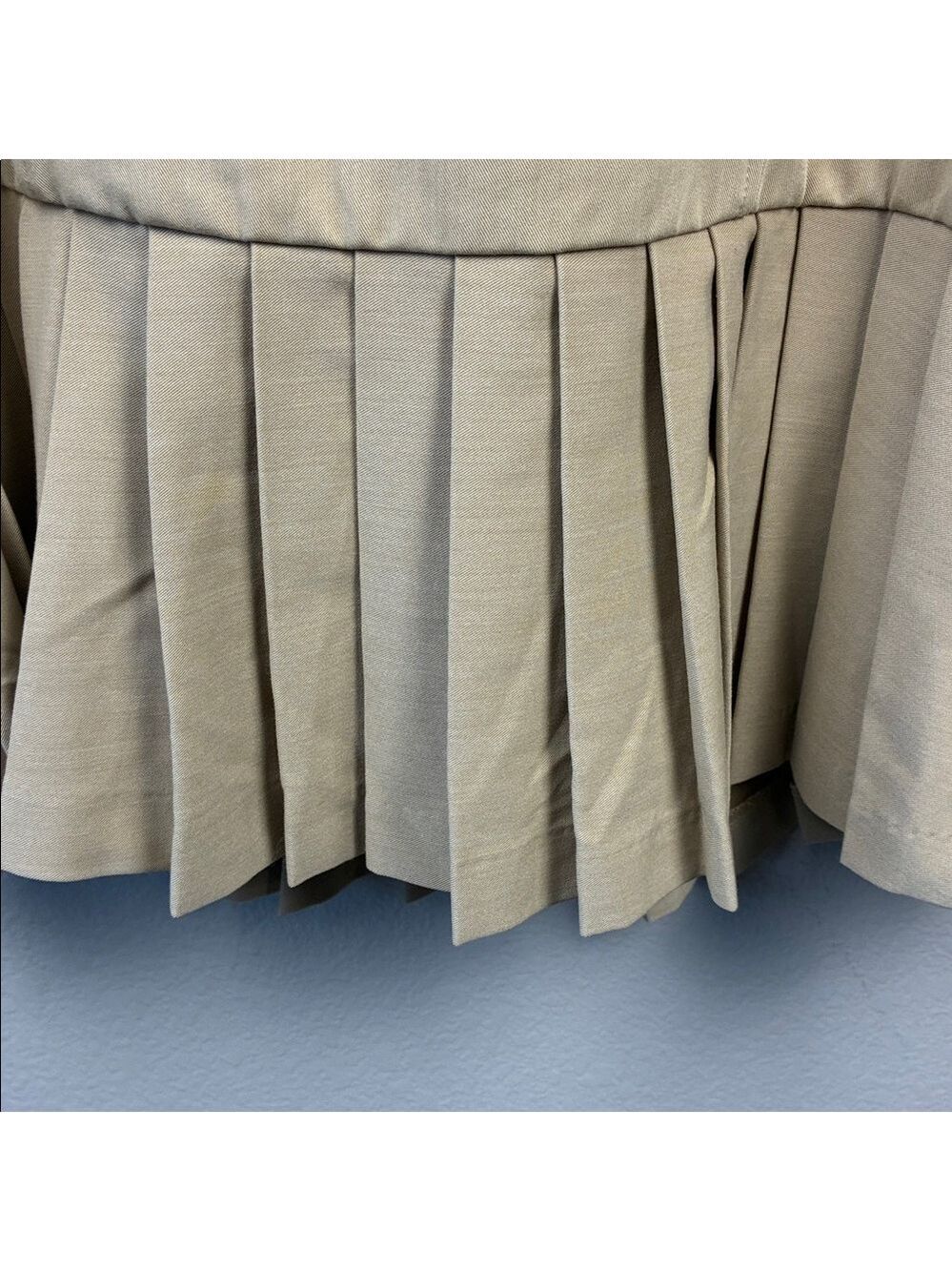 Maeve Strapless Pleated Trench Dress L Beige Mini Stretch Anthropologie NEW - Picture 7 of 11